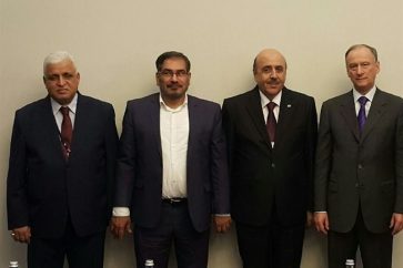 De izquierda a derecha, Falah Fayad,  Ali Shamjani, Ali Mamluk y Nikolai Patrushev