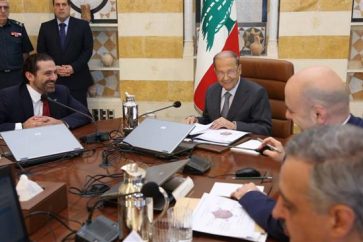Saad Hariri y Michel Aoun durante una reunión