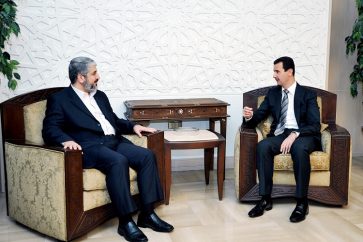 Un encuentro de 2010 entre el presidente Bashar al Assad Y Jalid Meshaal