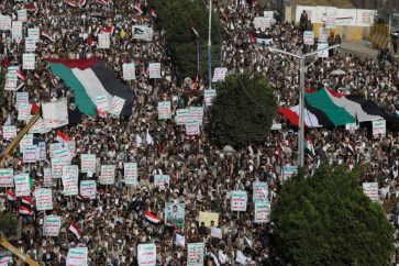 Manifestación por Palestina en Sanaa